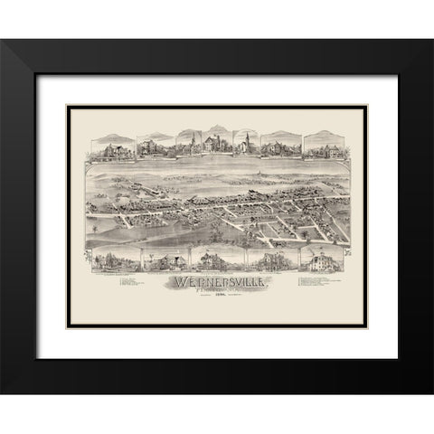 Wernersville Pennsylvania - Fowler 1898 Black Modern Wood Framed Art Print with Double Matting by Fowler