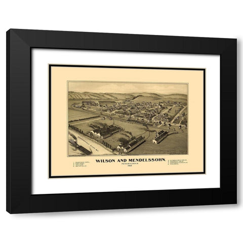 Wilson Mendelssohn Pennsylvania- Fowler 1902 Black Modern Wood Framed Art Print with Double Matting by Fowler