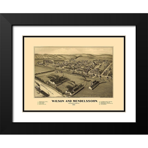 Wilson Mendelssohn Pennsylvania- Fowler 1902 Black Modern Wood Framed Art Print with Double Matting by Fowler