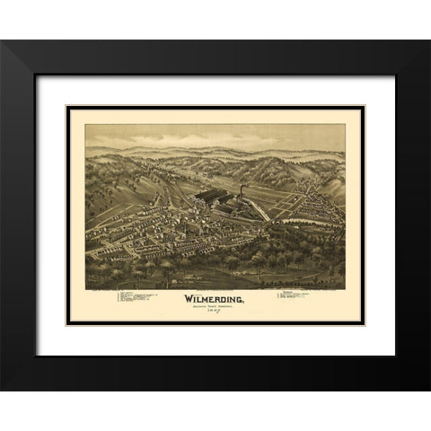 Wilmerding Pennsylvania - Moyer 1897 Black Modern Wood Framed Art Print with Double Matting by Fowler