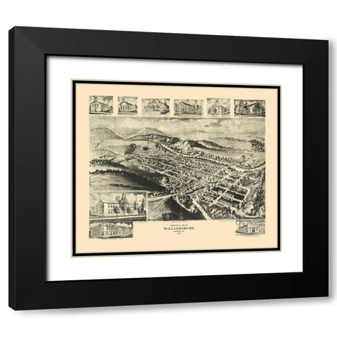 Williamsburg Pennsylvania - Fowler 1906 Black Modern Wood Framed Art Print with Double Matting by Fowler