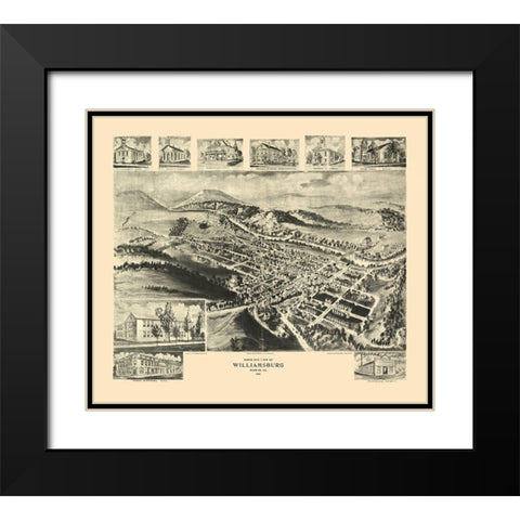 Williamsburg Pennsylvania - Fowler 1906 Black Modern Wood Framed Art Print with Double Matting by Fowler
