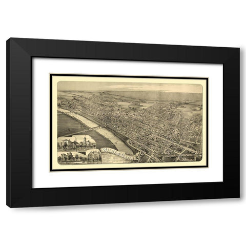 Wilkes Barre Pennsylvania - Moyer 1889 Black Modern Wood Framed Art Print with Double Matting by Moyer