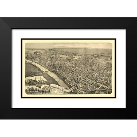 Wilkes Barre Pennsylvania - Moyer 1889 Black Modern Wood Framed Art Print with Double Matting by Moyer