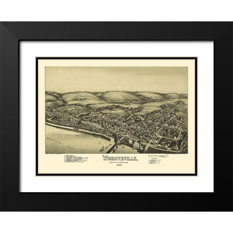 Wrightsville Pennsylvania - Fowler 1894 Black Modern Wood Framed Art Print with Double Matting by Fowler