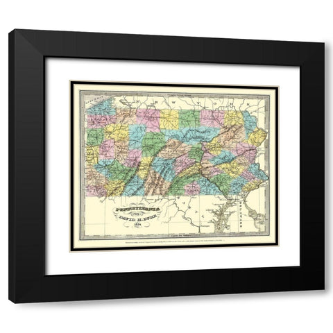 Pennsylvania - Burr 1834 Black Modern Wood Framed Art Print with Double Matting by Burr