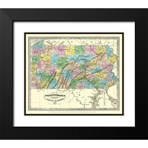 Pennsylvania - Burr 1834 Black Modern Wood Framed Art Print with Double Matting by Burr