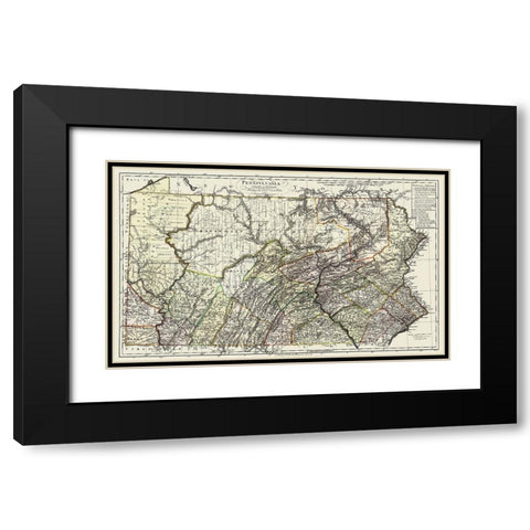 Pennsylvania - Bohn 1797 Black Modern Wood Framed Art Print with Double Matting by Bohn