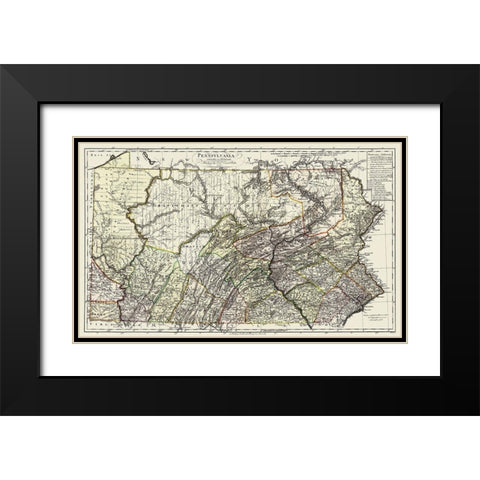 Pennsylvania - Bohn 1797 Black Modern Wood Framed Art Print with Double Matting by Bohn