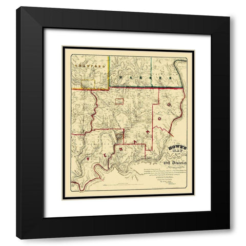Oil Districts Pennsylvania with Landowners Black Modern Wood Framed Art Print with Double Matting by Howe