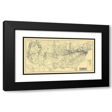 Pennsylvania Railroad and Connections 1889 Black Modern Wood Framed Art Print with Double Matting by Patterson