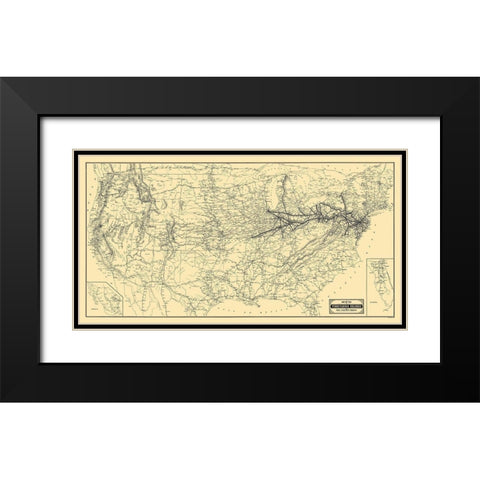 Pennsylvania Railroad and Connections 1889 Black Modern Wood Framed Art Print with Double Matting by Patterson