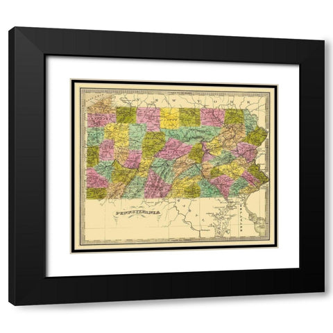 Pennsylvania - Greenleaf 1840 Black Modern Wood Framed Art Print with Double Matting by Greenleaf