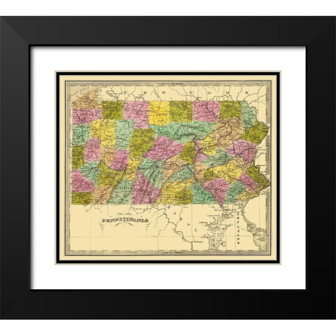 Pennsylvania - Greenleaf 1840 Black Modern Wood Framed Art Print with Double Matting by Greenleaf