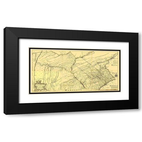 Pennsylvania Province - Jefferys 1759 Black Modern Wood Framed Art Print with Double Matting by Jefferys