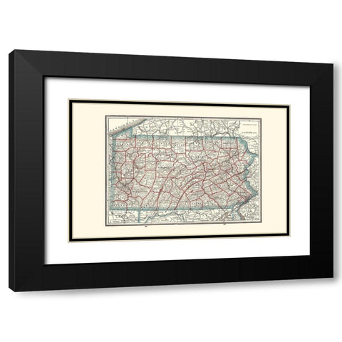 Pennsylvania - Rathbun 1893 Black Modern Wood Framed Art Print with Double Matting by Rathbun