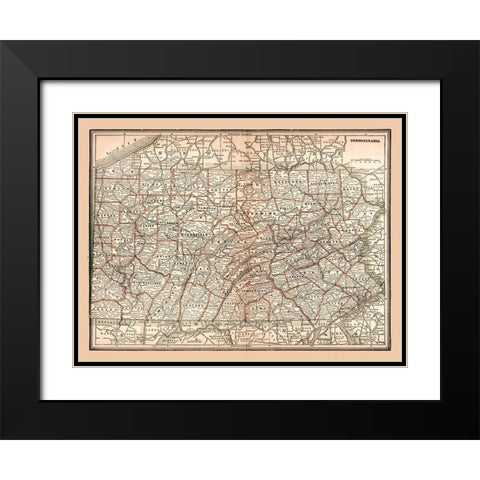Pennsylvania -1894 Black Modern Wood Framed Art Print with Double Matting by Unknown