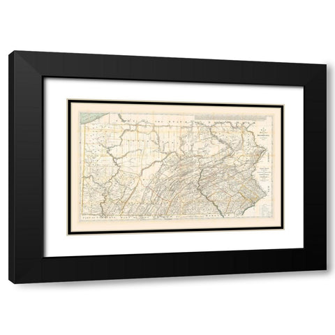 Pennsylvania - Howell 1792 Black Modern Wood Framed Art Print with Double Matting by Howell