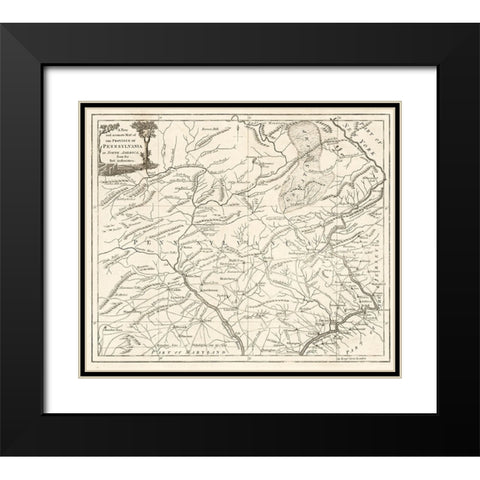 Pennsylvania -1780 Black Modern Wood Framed Art Print with Double Matting by Unknown