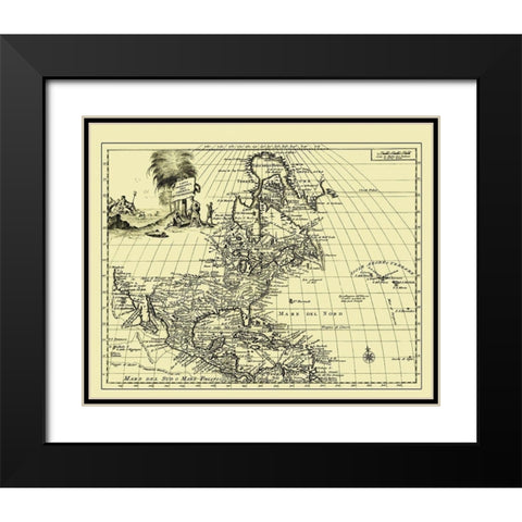 North America - 1750 Black Modern Wood Framed Art Print with Double Matting by Unknown