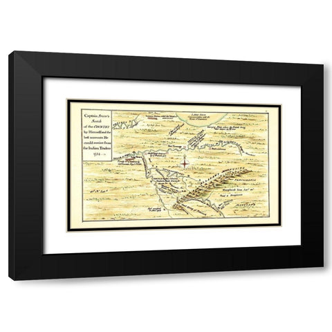 Captain Snows Sketch of Country - Snow 1754 Black Modern Wood Framed Art Print with Double Matting by Snow
