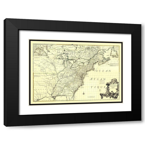 America with French English Establishments - 1756 Black Modern Wood Framed Art Print with Double Matting by Unknown