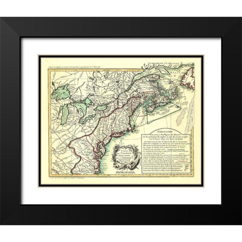 English Colonies in North America - Overton 1756 Black Modern Wood Framed Art Print with Double Matting by Overton