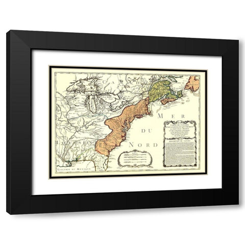 Canada Louisiana New France with English Black Modern Wood Framed Art Print with Double Matting by Nolin