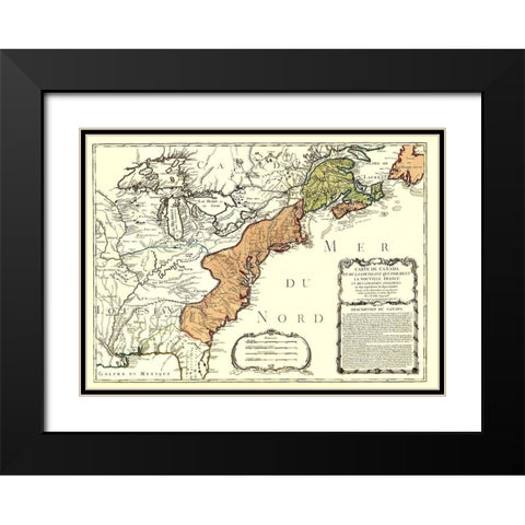 Canada Louisiana New France with English Black Modern Wood Framed Art Print with Double Matting by Nolin