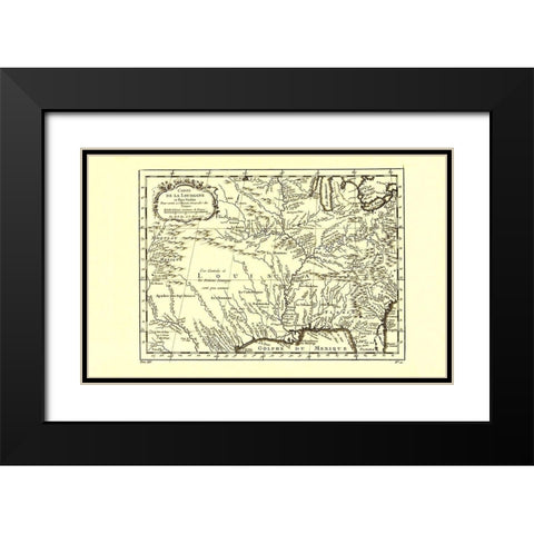 Louisiana with Neighboring Countries - 1757 Black Modern Wood Framed Art Print with Double Matting by Unknown