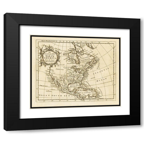 North America from the Latest Discoveries - 1750 Black Modern Wood Framed Art Print with Double Matting by Unknown