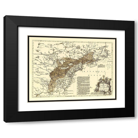 British French Settlements 1750 Black Modern Wood Framed Art Print with Double Matting by Unknown