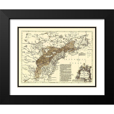 British French Settlements 1750 Black Modern Wood Framed Art Print with Double Matting by Unknown