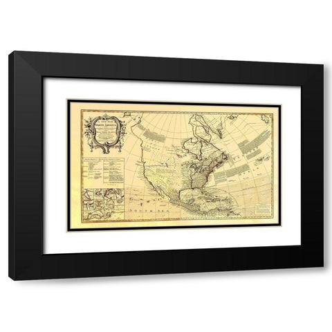 North America with West India Islands Black Modern Wood Framed Art Print with Double Matting by D''Anville