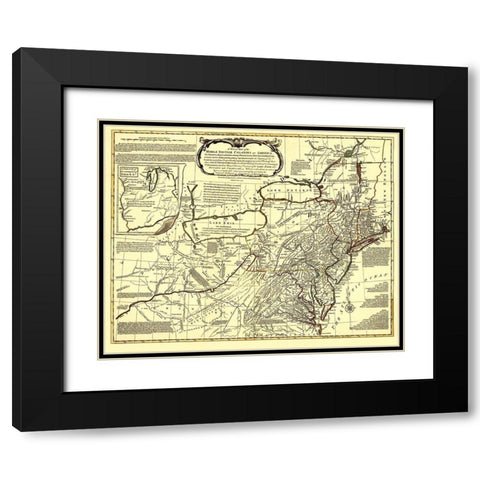 Middle British Colonies in America - Evans 1771 Black Modern Wood Framed Art Print with Double Matting by Evans