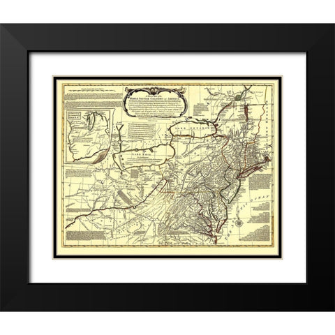Middle British Colonies in America - Evans 1771 Black Modern Wood Framed Art Print with Double Matting by Evans