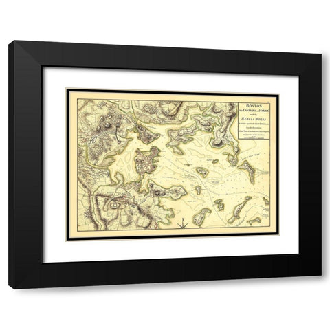 Boston Environs and Harbour - Page 1775 Black Modern Wood Framed Art Print with Double Matting by Page