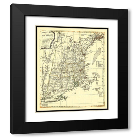 New England Seat of War - Bowles 1776 Black Modern Wood Framed Art Print with Double Matting by Bowles