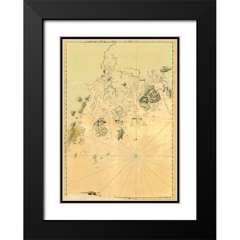Maine Frenchmans Bay Mosquito Harbor Black Modern Wood Framed Art Print with Double Matting by Des Barres