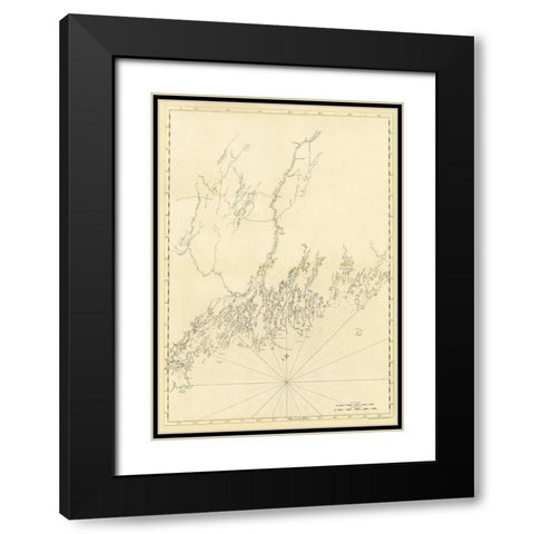Mosquito Head Spurwink River - Des Barres 1770 Black Modern Wood Framed Art Print with Double Matting by Des Barres