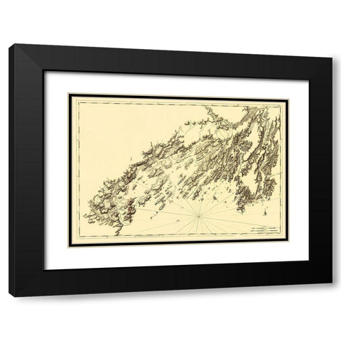 Salter Island to Portland Head - Des Barres 1770 Black Modern Wood Framed Art Print with Double Matting by Des Barres