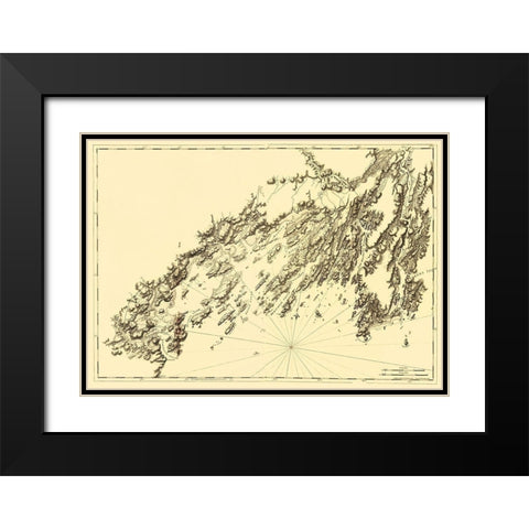 Salter Island to Portland Head - Des Barres 1770 Black Modern Wood Framed Art Print with Double Matting by Des Barres