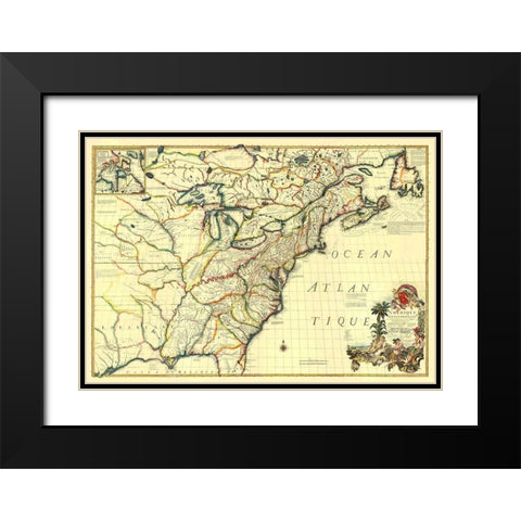 America Septentrionale - Le Rouge 1777 Black Modern Wood Framed Art Print with Double Matting by Le Rouge