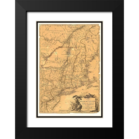 Theatre War English Americans Black Modern Wood Framed Art Print with Double Matting by Brion de la Tour