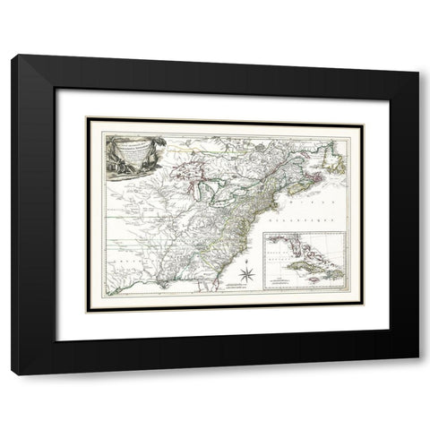 English Possessions in North America - 1763 Black Modern Wood Framed Art Print with Double Matting by Unknown