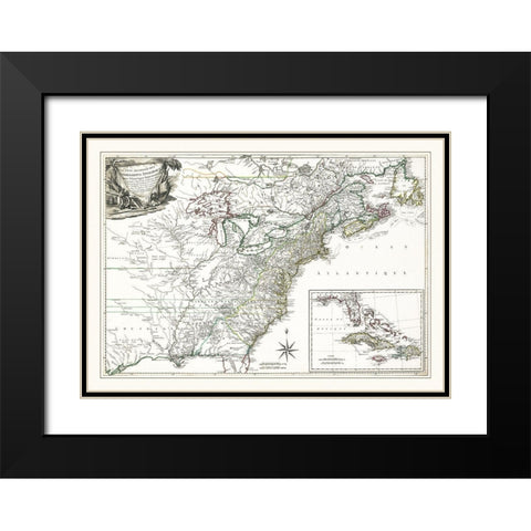 English Possessions in North America - 1763 Black Modern Wood Framed Art Print with Double Matting by Unknown