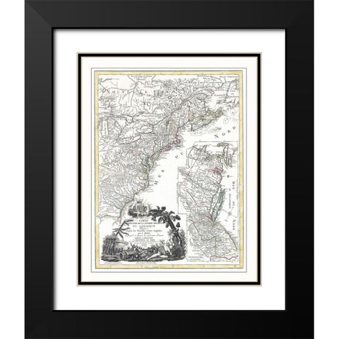 Seat of War in America - 1779 Black Modern Wood Framed Art Print with Double Matting by Basset