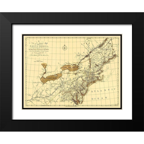 North America with New England - Gibson 1771 Black Modern Wood Framed Art Print with Double Matting by Gibson