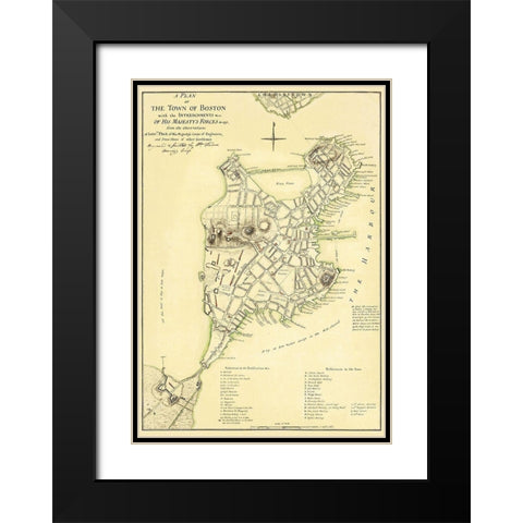 Boston Intrenchments His Majestys Forces Black Modern Wood Framed Art Print with Double Matting by Page