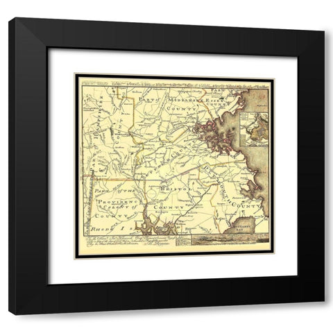 Seat of Civil War in America - Hancock 1775 Black Modern Wood Framed Art Print with Double Matting by Hancock
